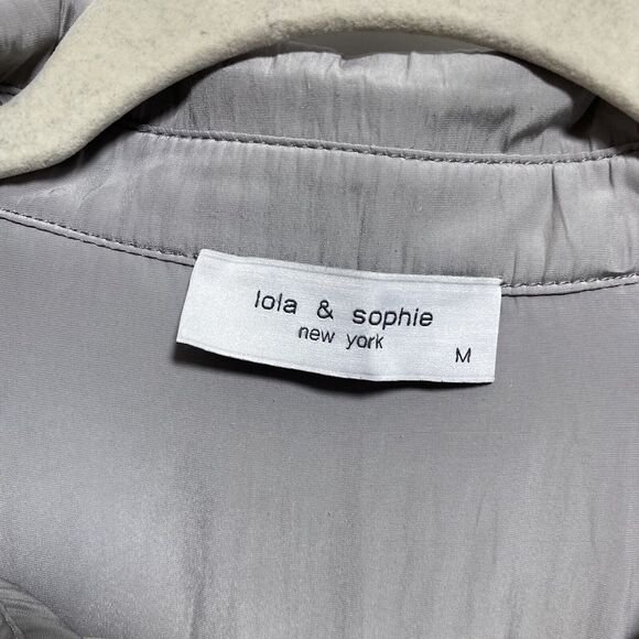 Lola & Sophie Women's Sz M Long Sleeve Button Up Shirt Top Blouse Hi Low Tunic - Picture 5 of 6